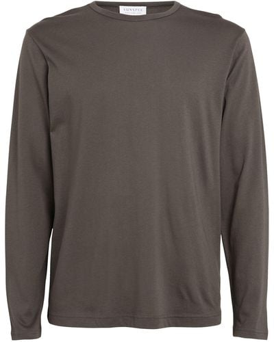 Sunspel Long-sleeve Lounge T-shirt - Grey