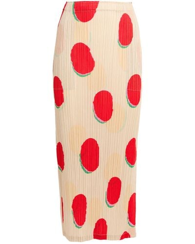 Pleats Please Issey Miyake Bean Dots Midi Skirt - Red