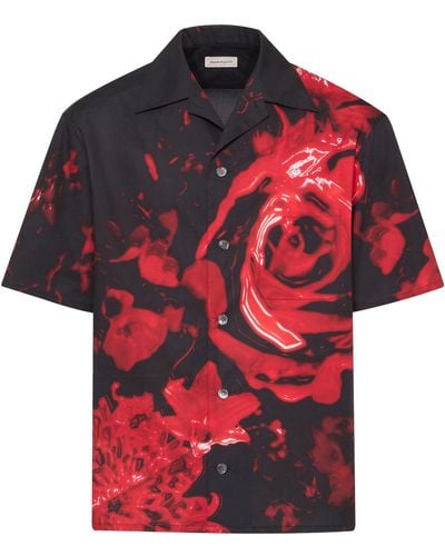 Alexander McQueen Floral Print Short-sleeve Shirt - Red