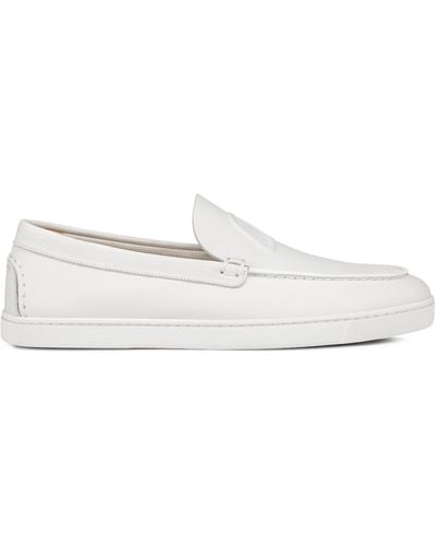 Christian Louboutin Calf Leather Boat Shoes - White