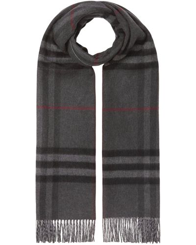 Burberry Reversible Check Cashmere Scarf - Gray