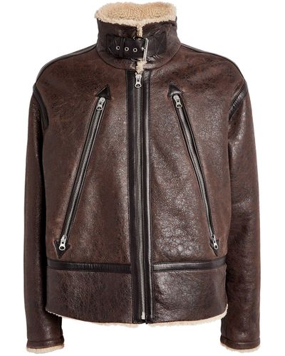 MM6 by Maison Martin Margiela Leather-shearling Jacket - Brown