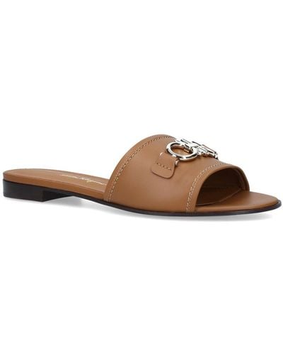 Ferragamo Leather Rhodes Sandals - Brown