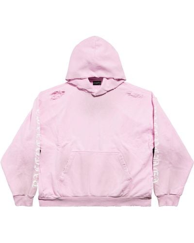 Balenciaga Distressed Logo Hoodie - Pink