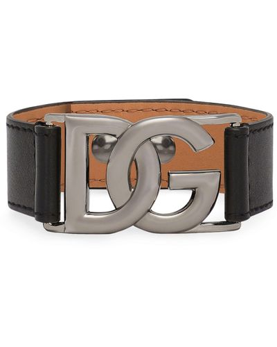 Dolce & Gabbana Leather Logo Bracelet - Black