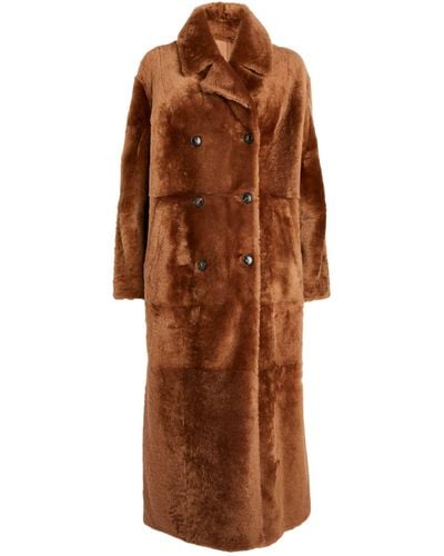 Yves Salomon Shearling Double-breasted Coat - Brown