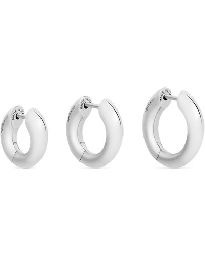 Balenciaga Set Of 3 Sterling Silver Hoop Earrings - White