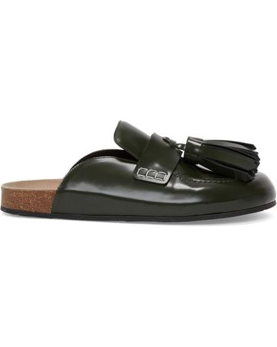 JW Anderson Patent Leather Tassel Loafer Mules - Black