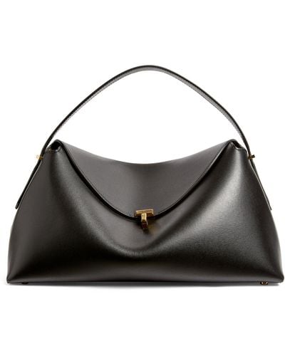 Totême Leather T-lock Top-handle Bag - Black