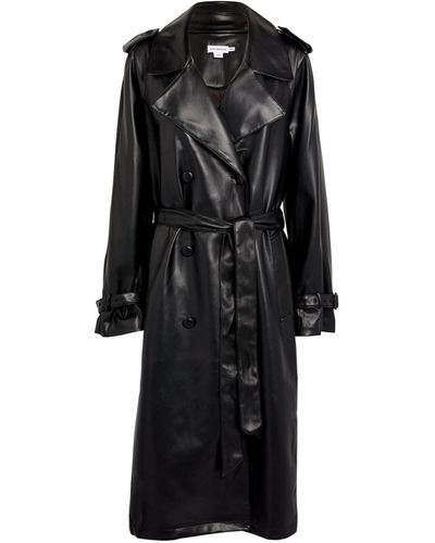 GOOD AMERICAN Faux-leather Trench Coat - Black