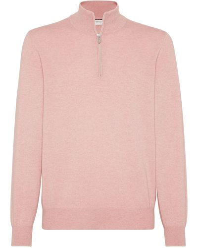 Brunello Cucinelli Cashmere Half-zip Sweater - Pink