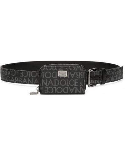 Dolce & Gabbana Pouch-detail Logo Belt - Black