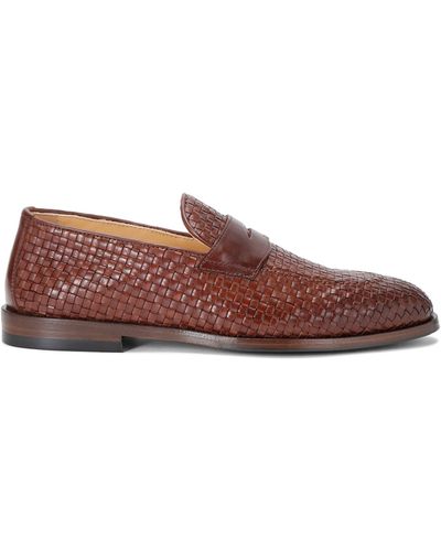 Brunello Cucinelli Leather Woven Loafers - Brown
