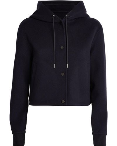 Theory Wool-cashmere Hooded Jacket - Blue