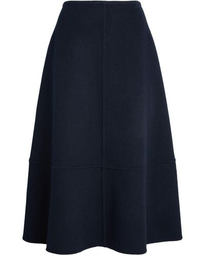 Yves Salomon Wool-cashmere Midi Skirt - Blue
