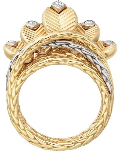 Cartier Yellow Gold, White Gold And Diamond Grain De Café Ring - Metallic