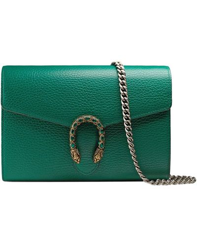 Gucci Leather Dionysus Chain Wallet - Green