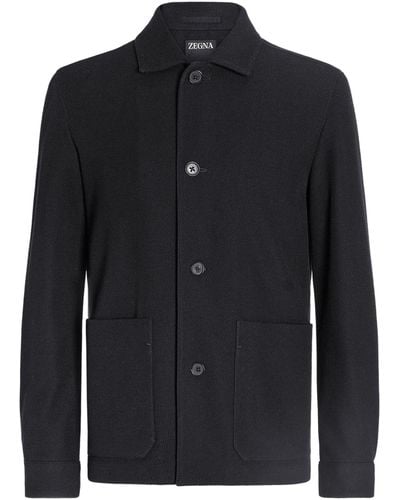 Zegna Wool-cotton Jerseywear Chore Jacket - Blue