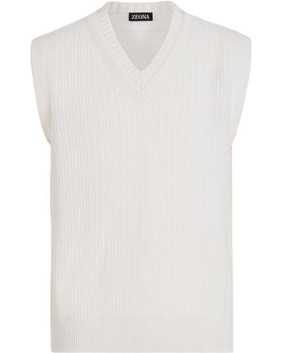 Zegna Cashmere-cotton Sweater Vest - White