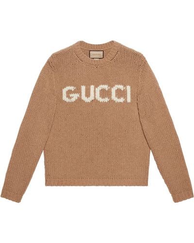 Gucci Wool Intarsia Sweater - Natural