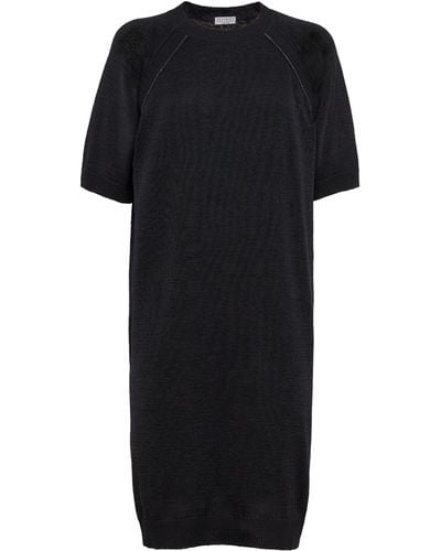 Brunello Cucinelli Cotton-knit Mini Dress - Black