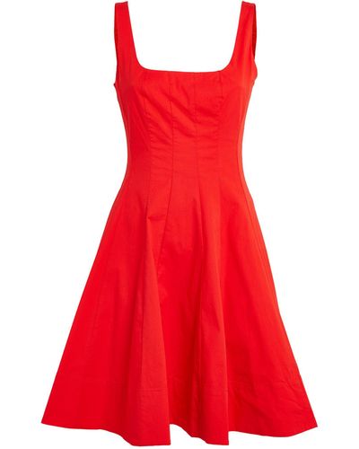 STAUD Stretch-cotton Wells Mini Dress - Red