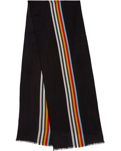 Paul Smith Wool-blend Central-stripe Scarf - Black