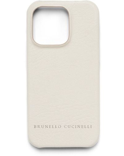 Brunello Cucinelli Leather Iphone 14 Pro Max Case - White