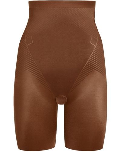 Spanx High-waist Mid-thigh Shorts - Brown