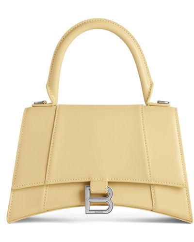 Balenciaga Small Leather Hourglass Top-handle Bag - Natural
