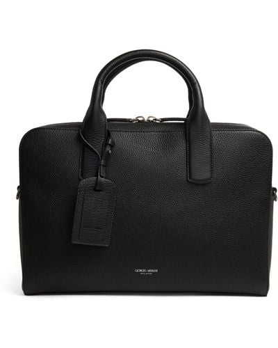 Giorgio Armani Leather Briefcase - Black