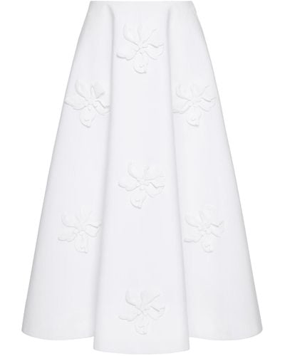 Valentino Garavani Embroidered Midi Skirt - White