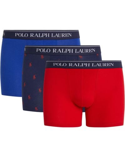 Polo Ralph Lauren Stretch-cotton Trunks (pack Of 3) - Red
