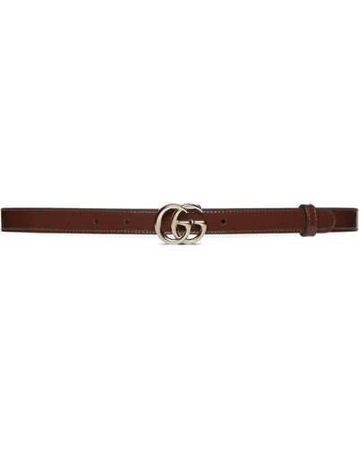 Gucci Leather Gg Marmont Thin Belt - White