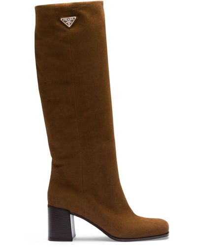 Prada Suede Knee-high Boots 65 - Brown