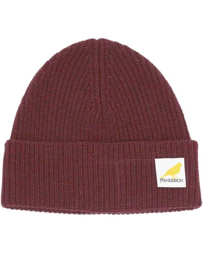 JW Anderson Logo Patch Beanie - Red