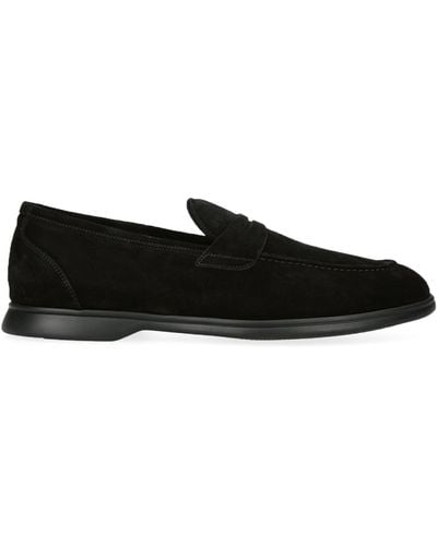 Kiton Suede Penny Loafers - Black
