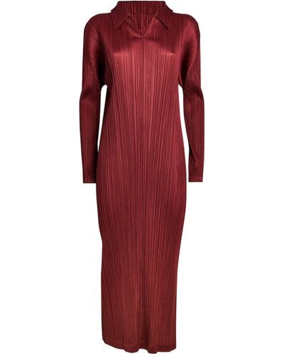 Pleats Please Issey Miyake Monthly Colors October Midi Dress - Red