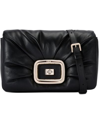 Roger Vivier Leather Viv' Choc Clutch Bag - Black