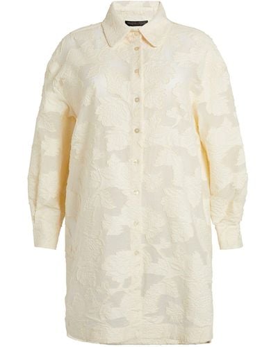 Marina Rinaldi Cotton-blend Floral Tunic Shirt - White