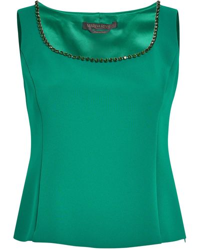 Marina Rinaldi Crepe Rhinestone-embellished Top - Green
