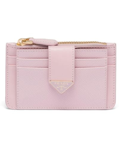Prada Saffiano Leather Bifold Card Holder - Pink