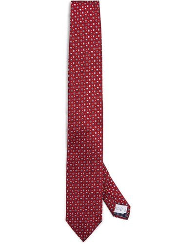 Eton Silk Geometric Tie - Red