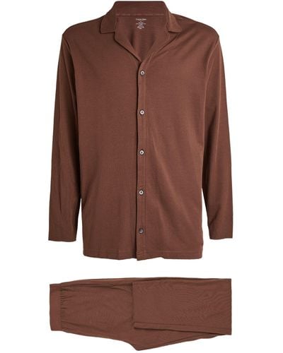 Calvin Klein Cotton-blend Pajama Set - Brown