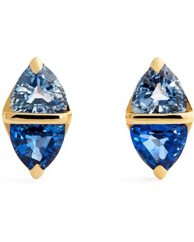 Emily P. Wheeler Yellow Gold And Sapphire Diamond Stud Earrings - Blue