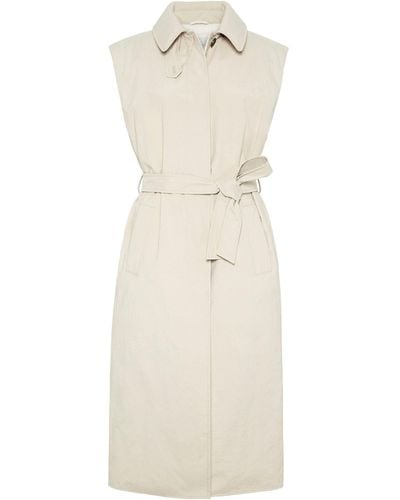 Brunello Cucinelli Techno Canvas Sleeveless Trench Coat With Down Quilting - White