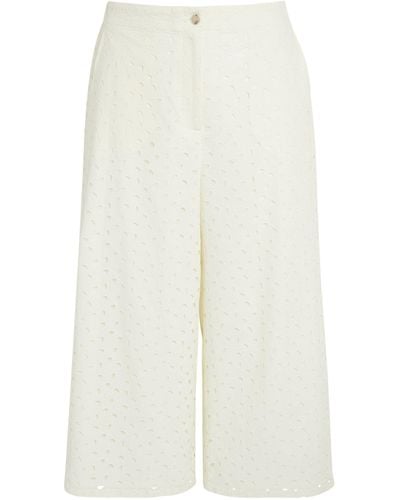 Marina Rinaldi Cotton Broderie Anglaise Trousers - White