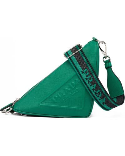 Prada Leather Triangle Cross-body Bag - Green