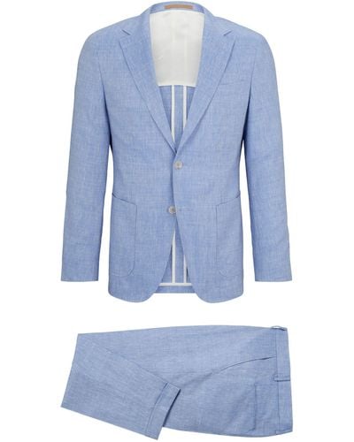 BOSS Linen-wool 2-piece Suit - Blue