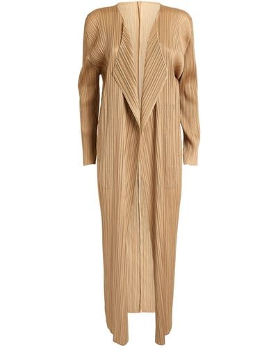 Pleats Please Issey Miyake Pleated Bouquet Colours Longline Cardigan - Natural
